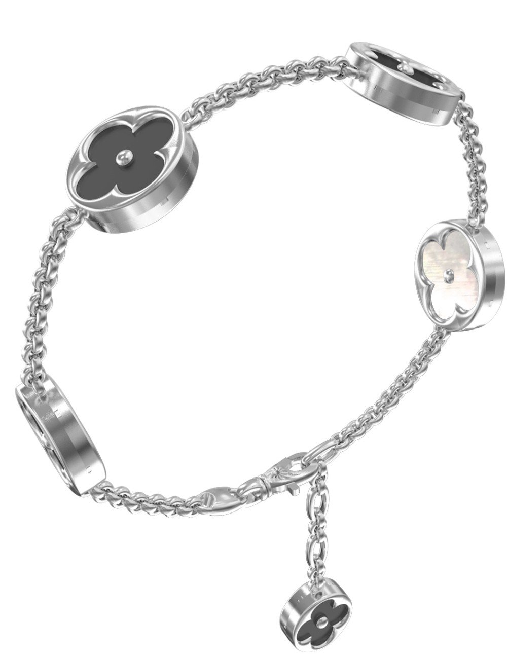 Браслет из белого золота c ониксом и перламутром