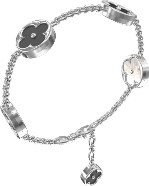 Браслет из белого золота c ониксом и перламутром