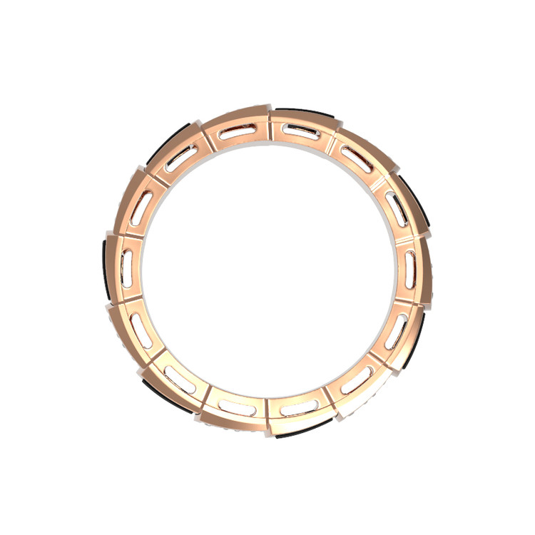 Кольцо из красного золота 585 пробы c бриллиантами и ониксом