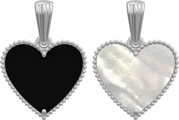 Подвеска из белого золота 585 пробы c ониксом и перламутром