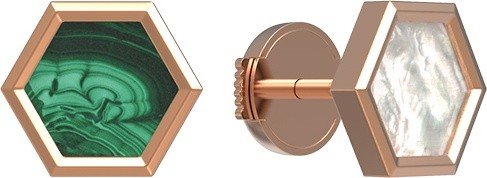 Серьги из золота c малахитом и перламутром