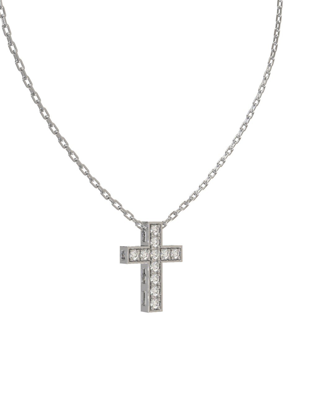 Крест из белого золота c бриллиантами