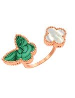 Кольцо из золота c малахитом и перламутром