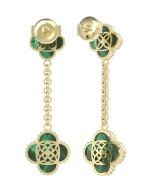 Серьги из лимонного золота c бриллиантами и малахитом