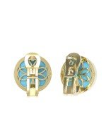 Серьги из лимонного золота c бриллиантами и бирюзой