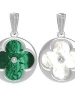 Подвеска из белого золота c малахитом и перламутром