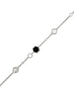 Браслет из белого золота c бриллиантами, ониксом и перламутром