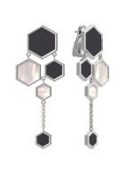 Серьги из белого золота c ониксом и перламутром