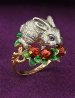 Кольцо из лимонного золота c эмалью