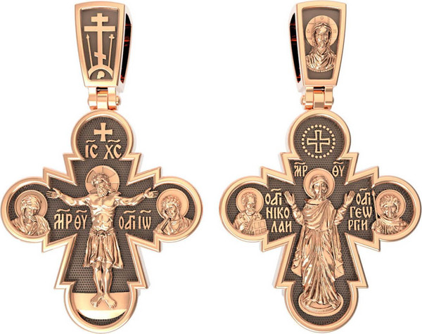 Крест из красного золота 585 пробы