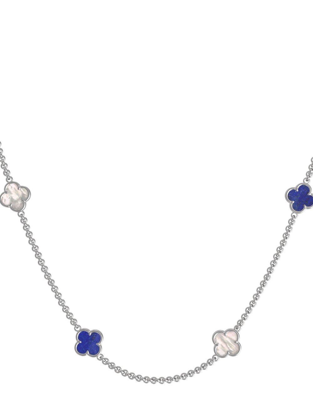 Колье из белого золота c лазуритом и перламутром