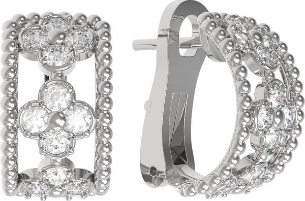 Серьги из белого золота 585 пробы c бриллиантами