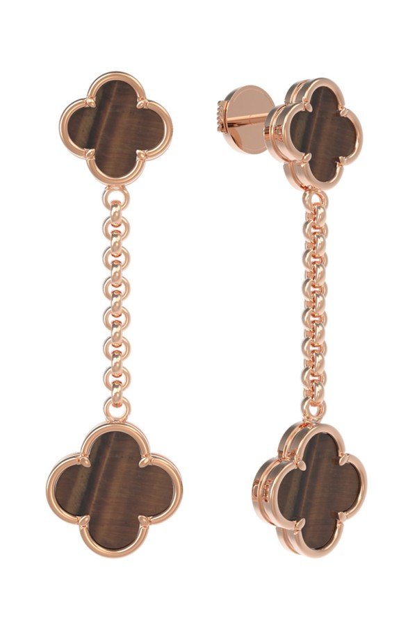 Серьги из золота c тигровым глазом