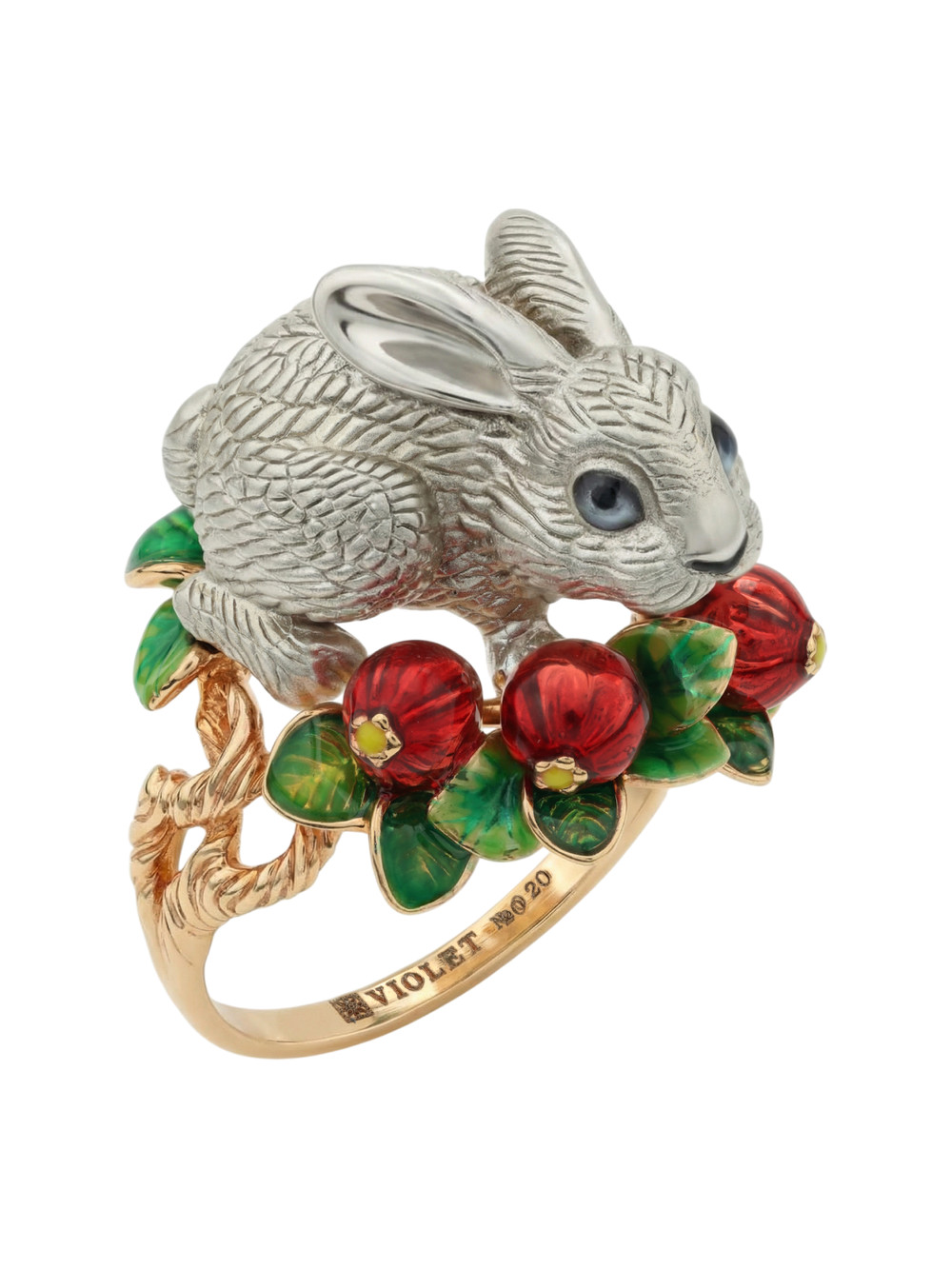 Кольцо из красного золота 585 пробы c эмалью