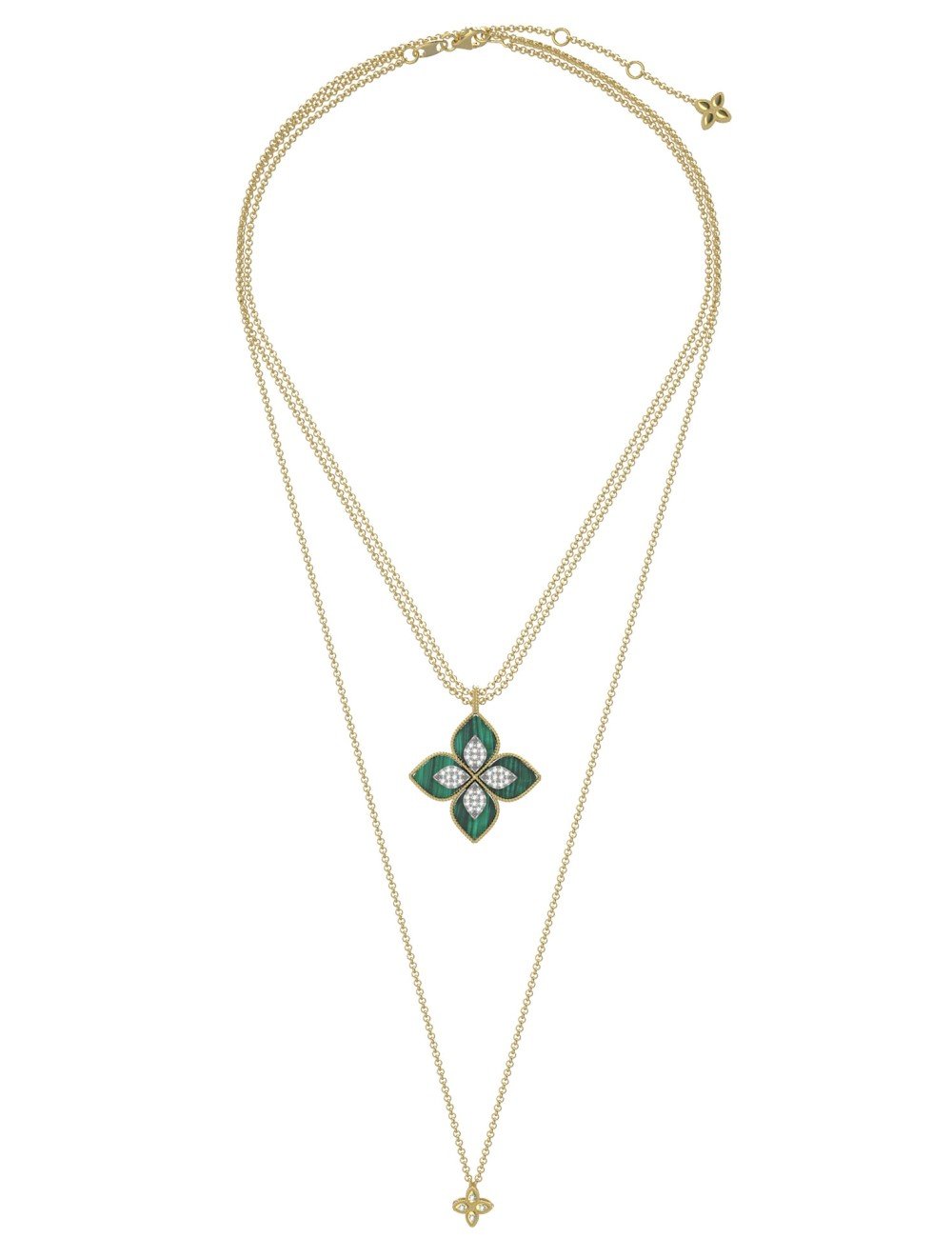 Колье из лимонного золота c бриллиантами и малахитом