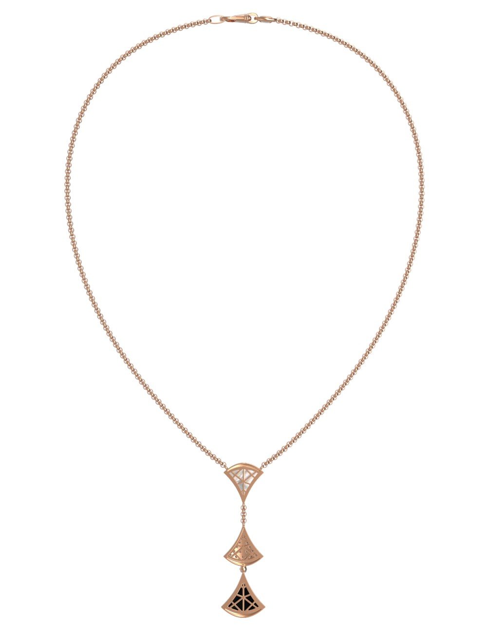 Колье из золота c бриллиантами, ониксом и перламутром