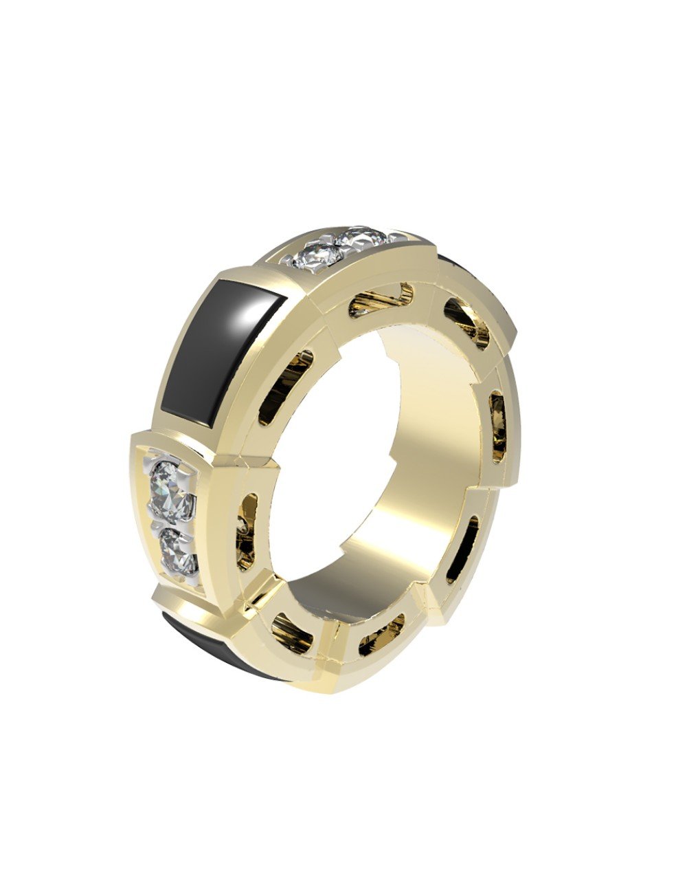 Подвеска из лимонного золота c бриллиантами и ониксом