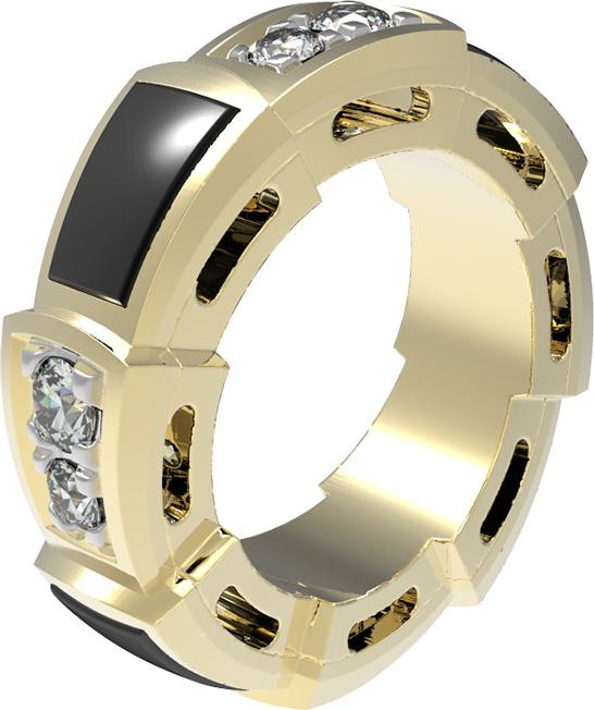 Подвеска из лимонного золота 585 пробы c бриллиантами и ониксом