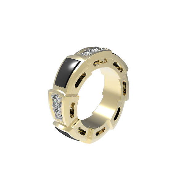 Подвеска из лимонного золота 585 пробы c бриллиантами и ониксом