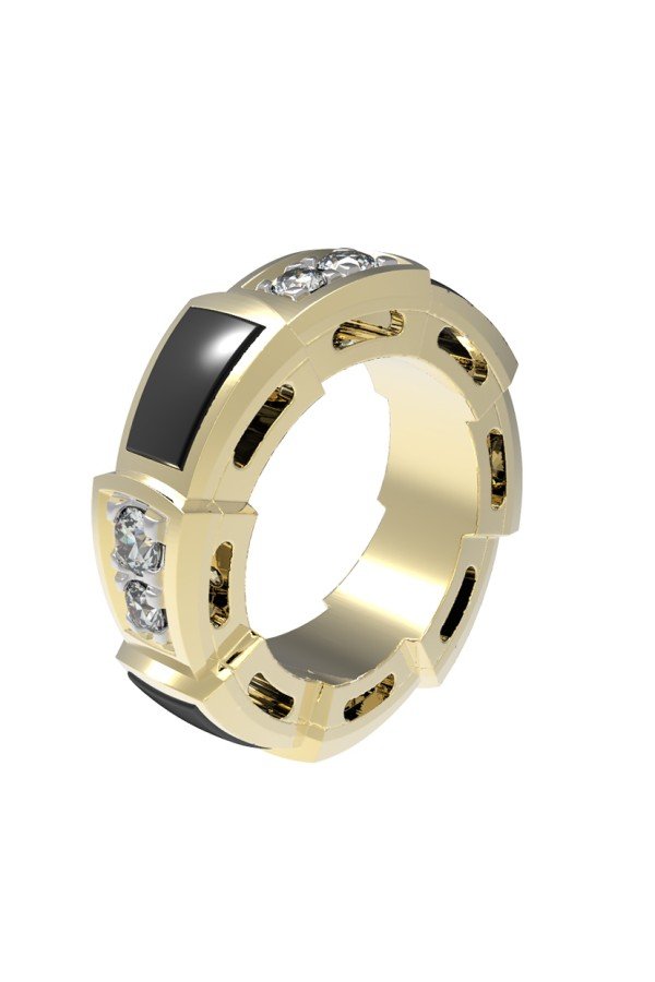 Подвеска из лимонного золота c бриллиантами и ониксом