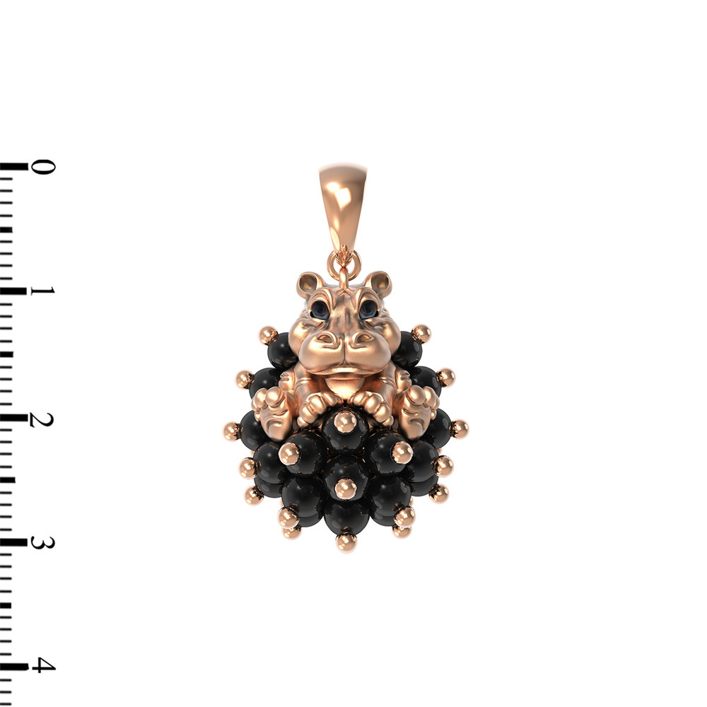 Подвеска из красного золота 585 пробы c эмалью и ониксом