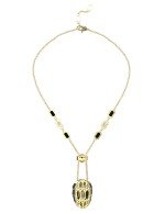 Колье из лимонного золота c бриллиантами, рубином, ониксом, малахитом и перламутром