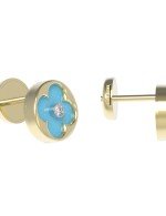 Серьги из лимонного золота c бриллиантами и бирюзой