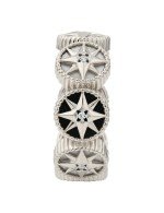 Кольцо из белого золота c бриллиантами, ониксом и перламутром