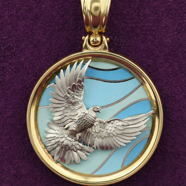 Подвеска из лимонного золота 585 пробы c эмалью