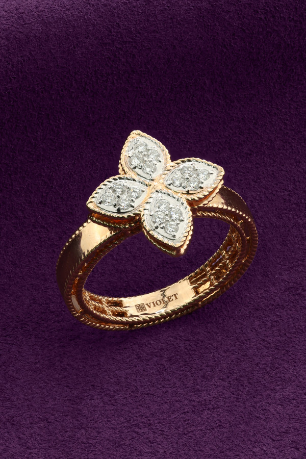 Кольцо из красного золота 585 пробы c бриллиантами