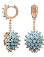 Серьги из золота c эмалью и бирюзой