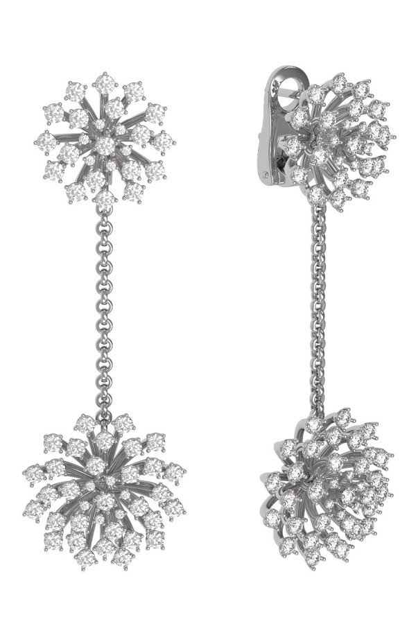 Серьги из белого золота c бриллиантами