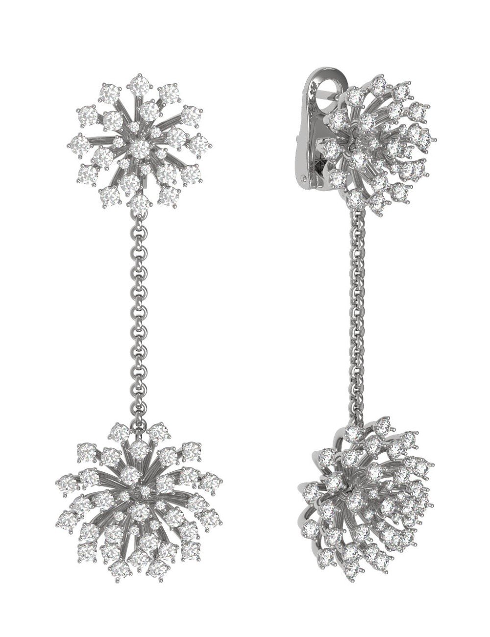 Серьги из белого золота c бриллиантами