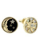 Серьги из лимонного золота c бриллиантами, ониксом и перламутром