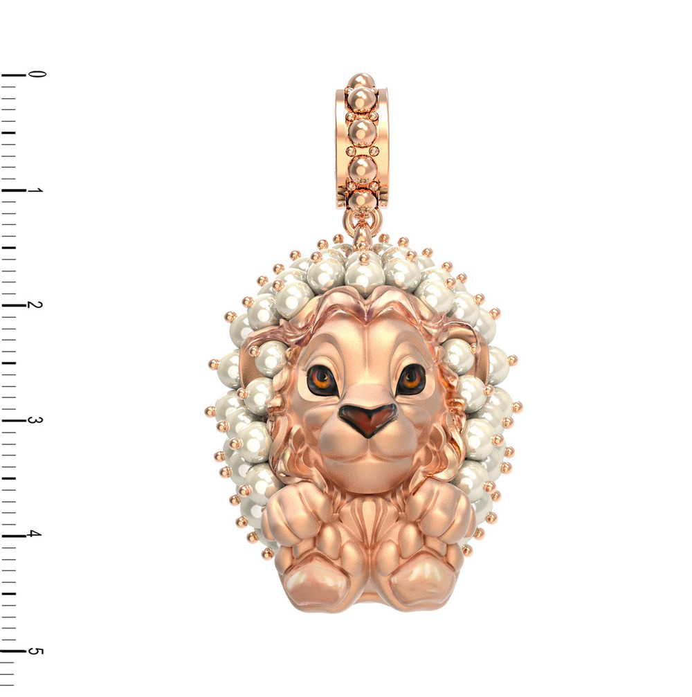 Подвеска из красного золота 585 пробы c эмалью и жемчугом