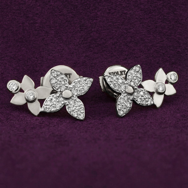 Серьги из белого золота 585 пробы c бриллиантами