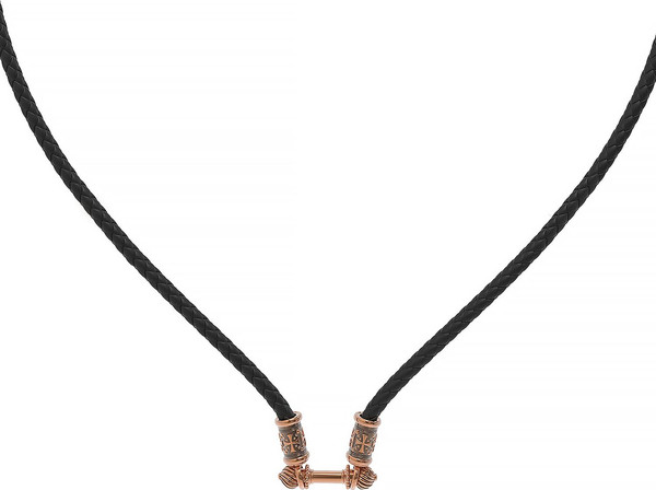 Цепь-шнурок кожа из красного золота 585 пробы c кожаным шнурком