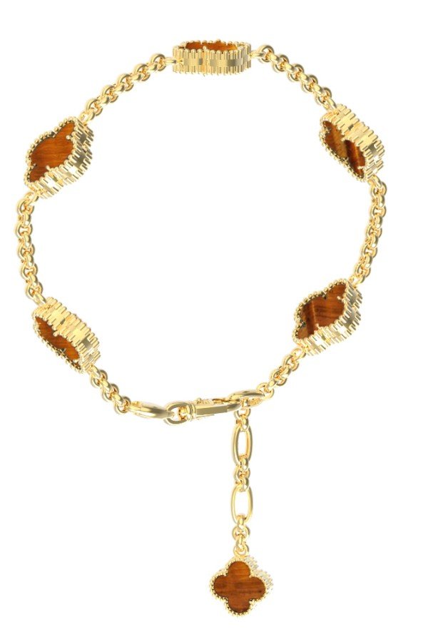 Браслет из лимонного золота c тигровым глазом