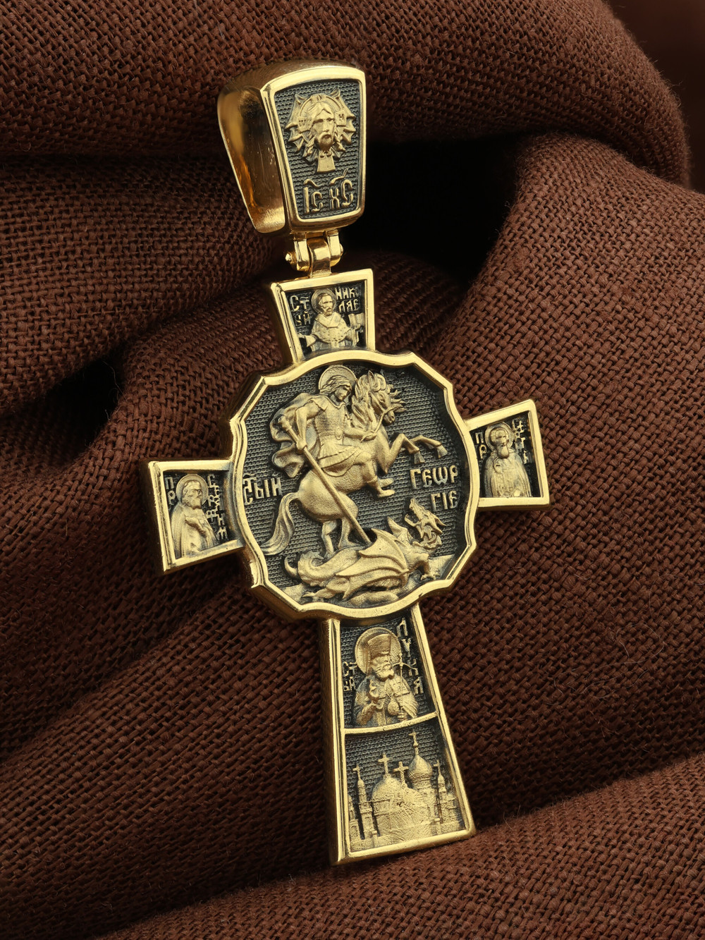 Крест из лимонного золота 585 пробы