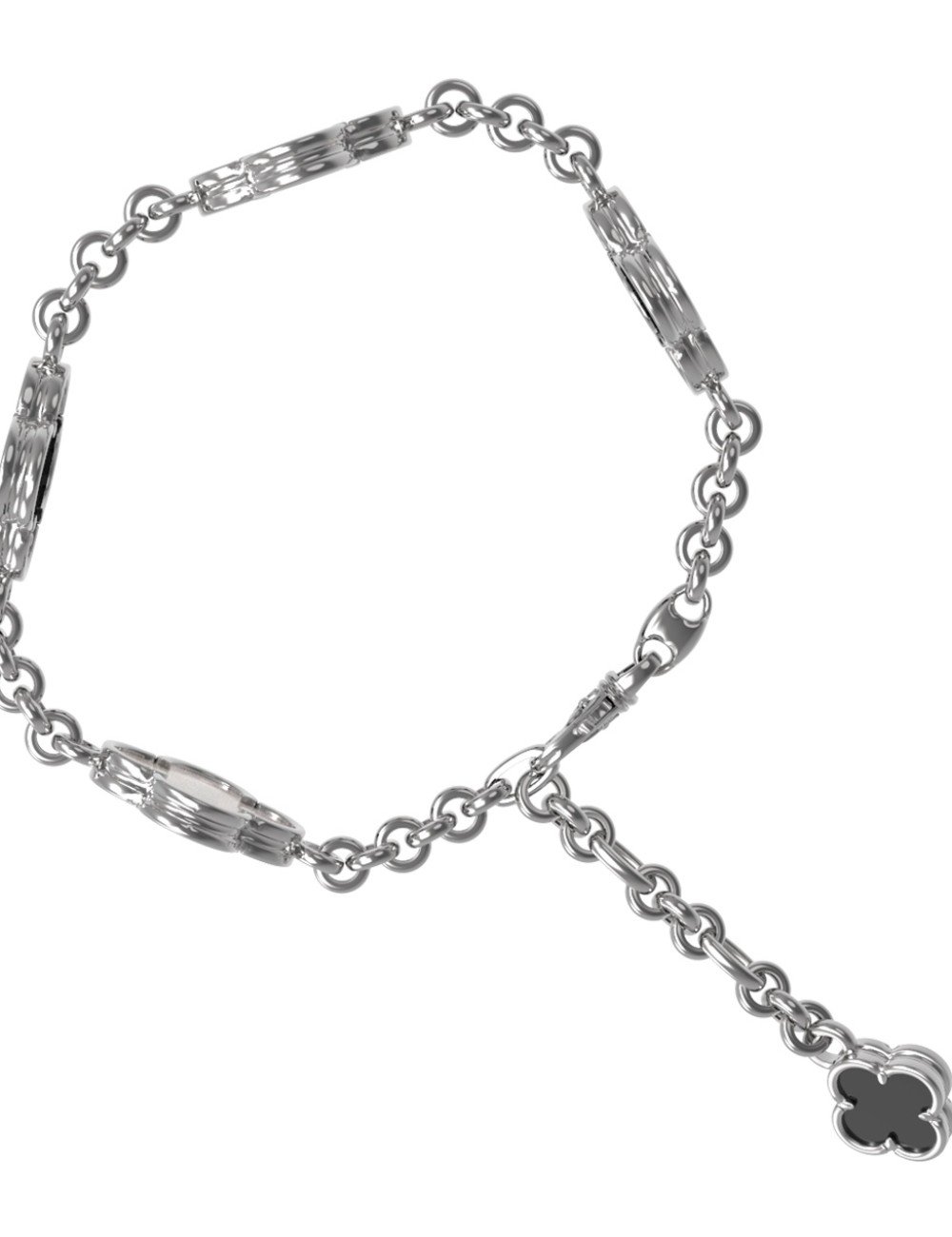 Браслет из белого золота c ониксом и перламутром