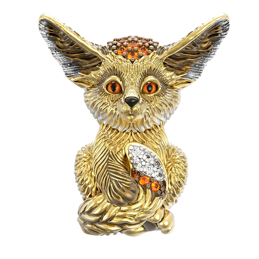 Подвеска из лимонного золота 585 пробы c эмалью и фианитом