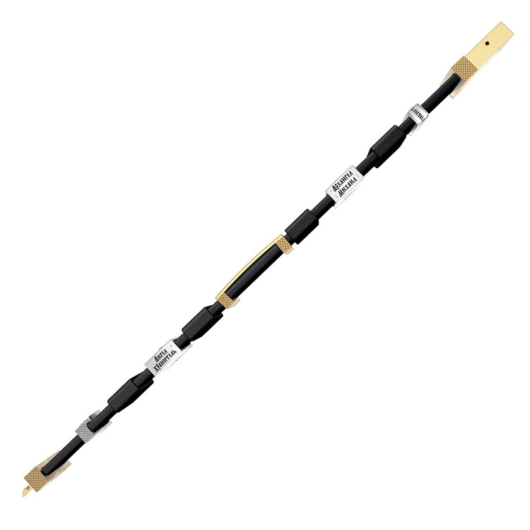 Браслет из лимонного золота 585 пробы c кожаным шнурком