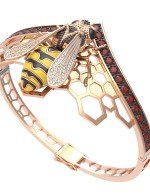 Браслет из золота c эмалью, фианитом, гранатом и эмалью