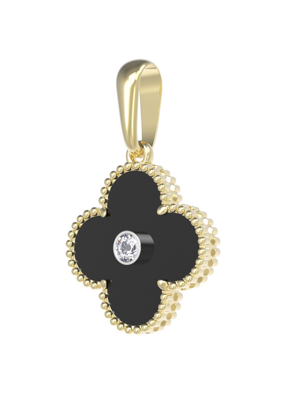 Подвеска из лимонного золота c бриллиантами и ониксом