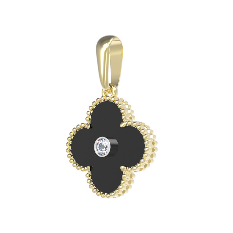 Подвеска из лимонного золота 585 пробы c бриллиантами и ониксом