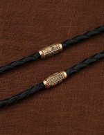 Гайтан из золота c кожаным шнурком