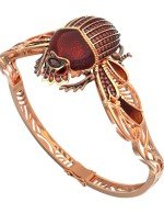 Браслет из золота c эмалью, фианитом, гранатом и эмалью