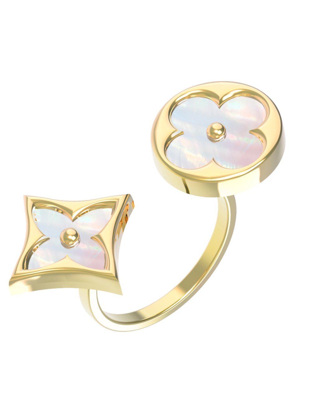 Кольцо из лимонного золота c перламутром