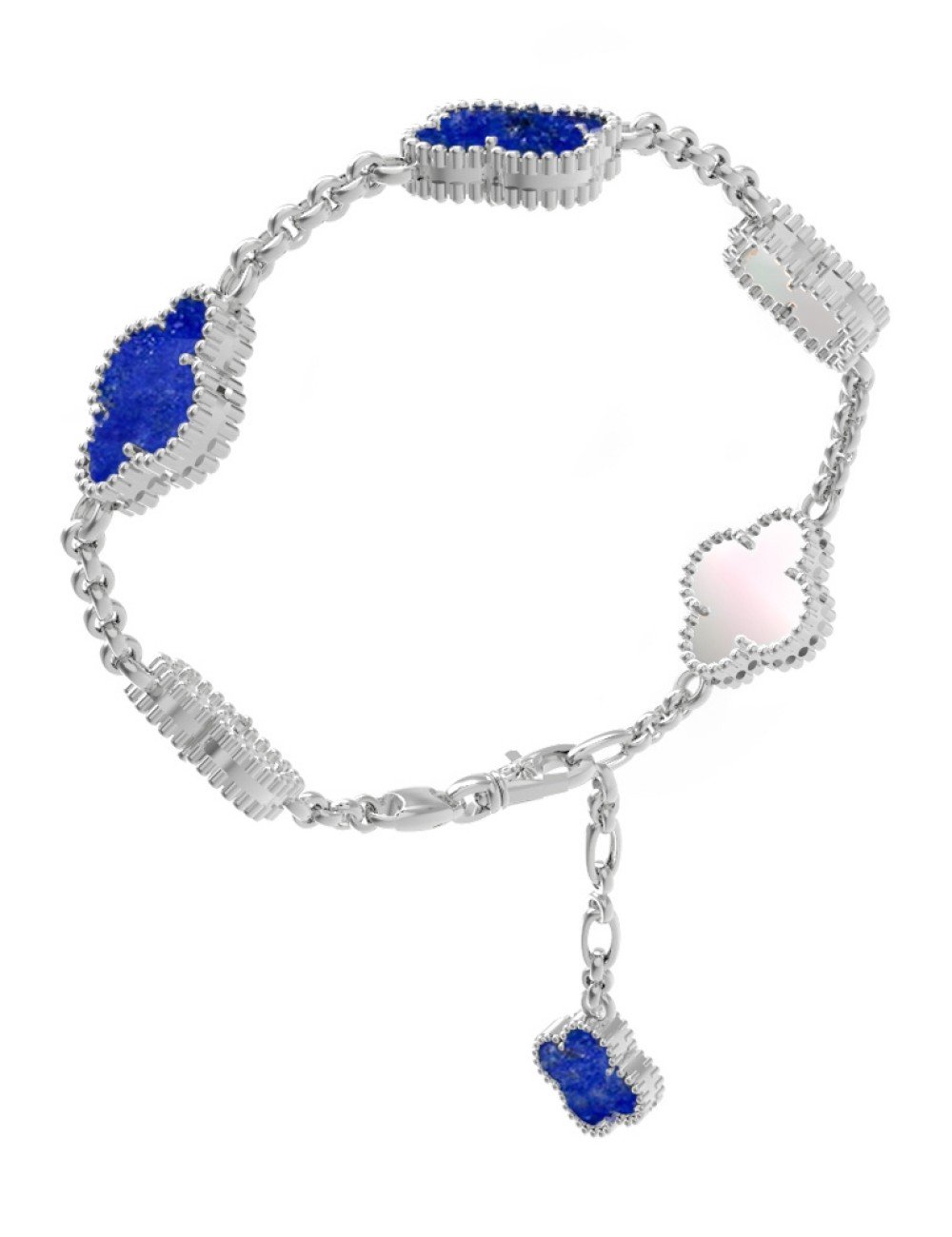 Браслет из белого золота c лазуритом и перламутром