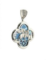 Подвеска из белого золота c эмалью и перламутром